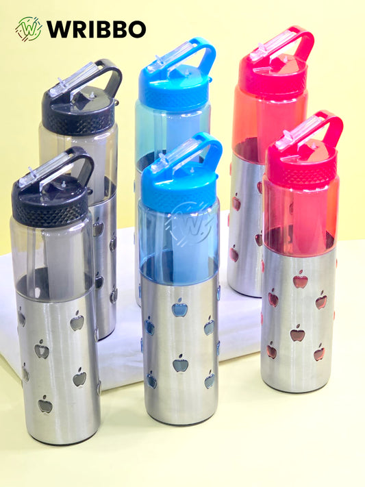 Steel Sleeve Plastic Water Bottle – Durable & Leakproof Hydration