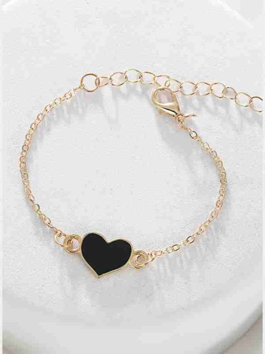 Black Heart Gold-Plated Bracelet – Stylish & Elegant