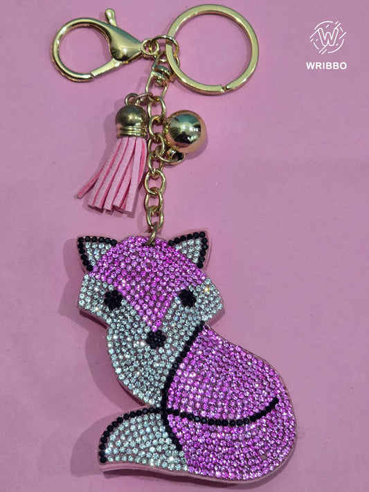 Pink Fox Animal Keychain - Vibrant and Durable Fashion Accessory