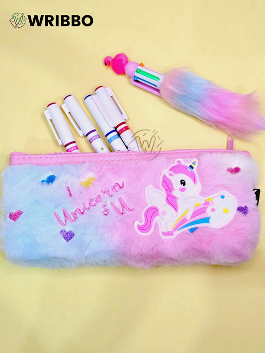 Soft Unicorn Fur Pouch– Cute & Fluffy Organizer