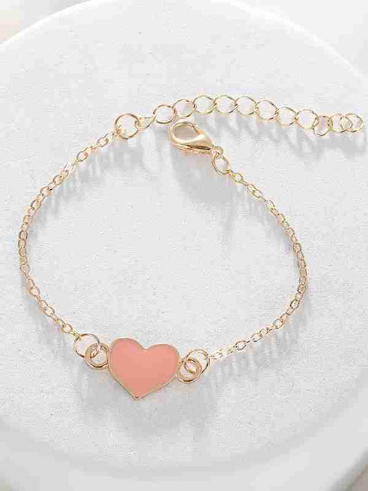 Pink Heart-Shaped Gold Plated Bracelet - Romantic and Elegant Jewelry